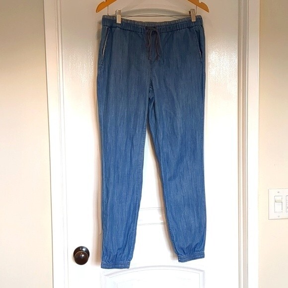 Life in Progress Denim Chambray Joggers Drawstring Pockets Pants S - Picture 5 of 9